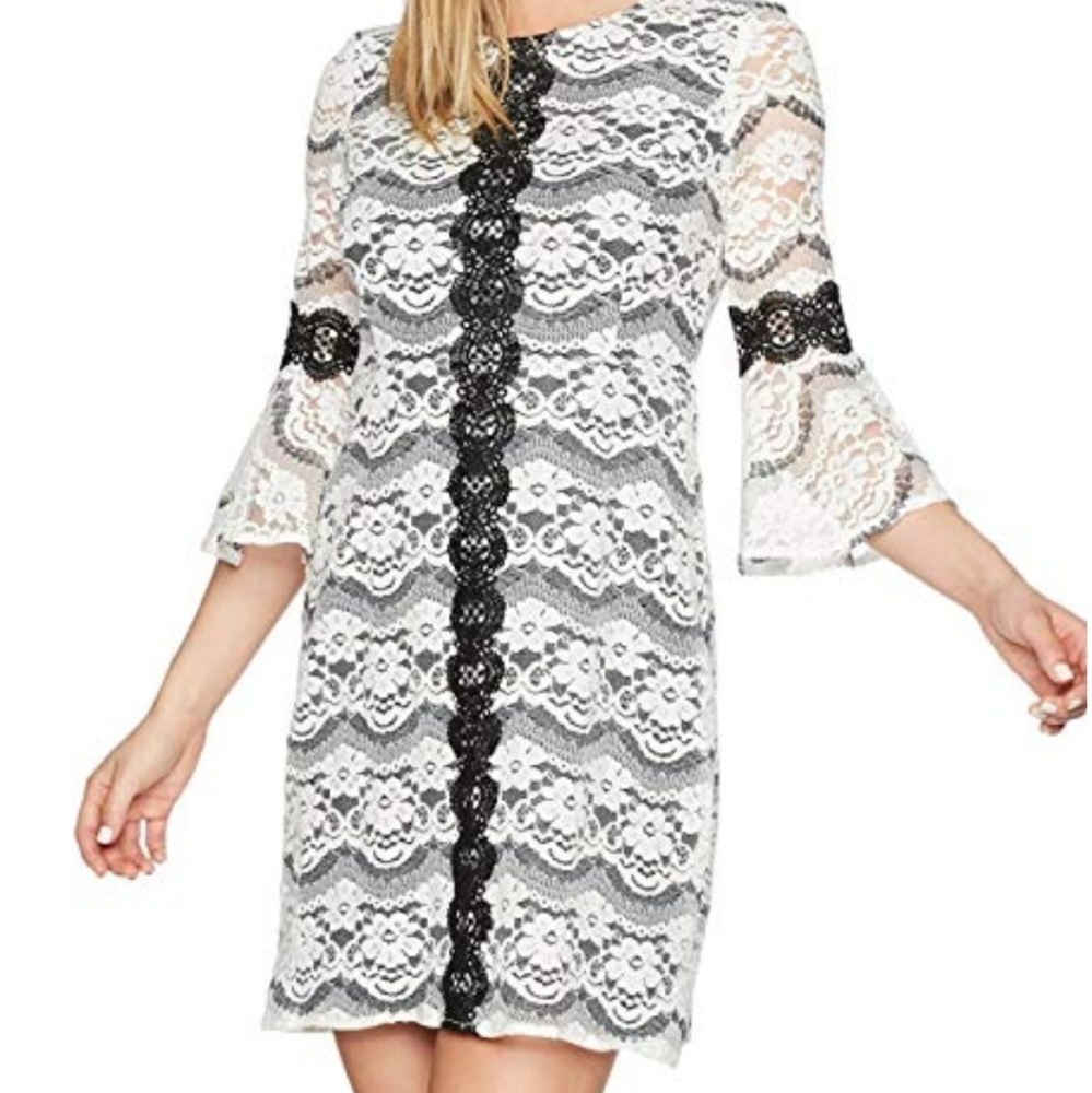 White/black lace dress